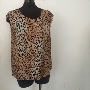 Joie Animal Print Silk Scoop Neck Tank Top S NWOT